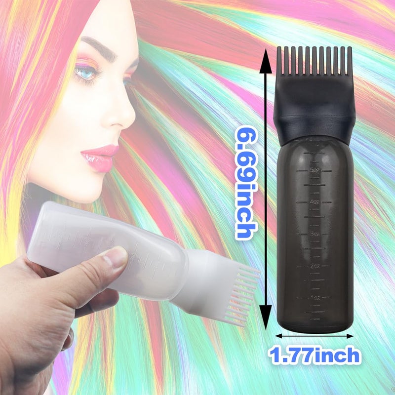 FZWONVUC 4 Pack Root Comb Applicator Bottle, Hair Oil Applicator, Oil Comb Applicator Bottle for Hair Dye Shampoos Hair Salons (Black+White) - Image 2